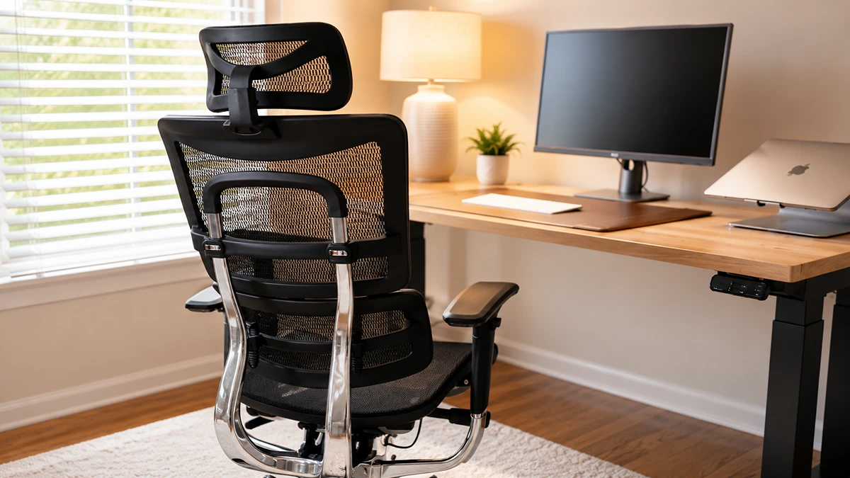 Close-up of the flexible lumbar section on the UPLIFT Intuition Ergonomic Chair